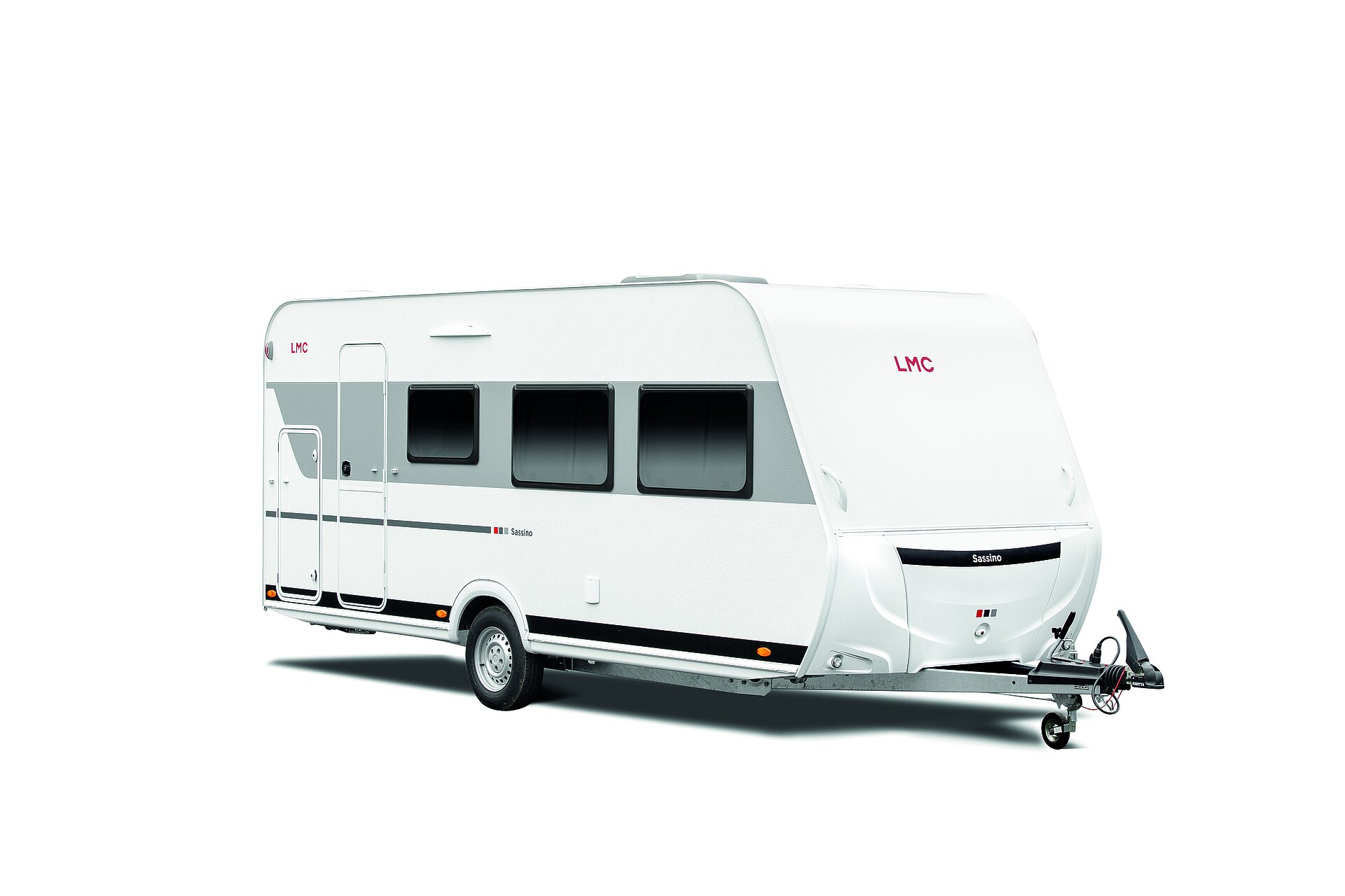 LMC Sassino 390 K Wohnwagen als freigestelltes Modell auf weißem Hintergrund